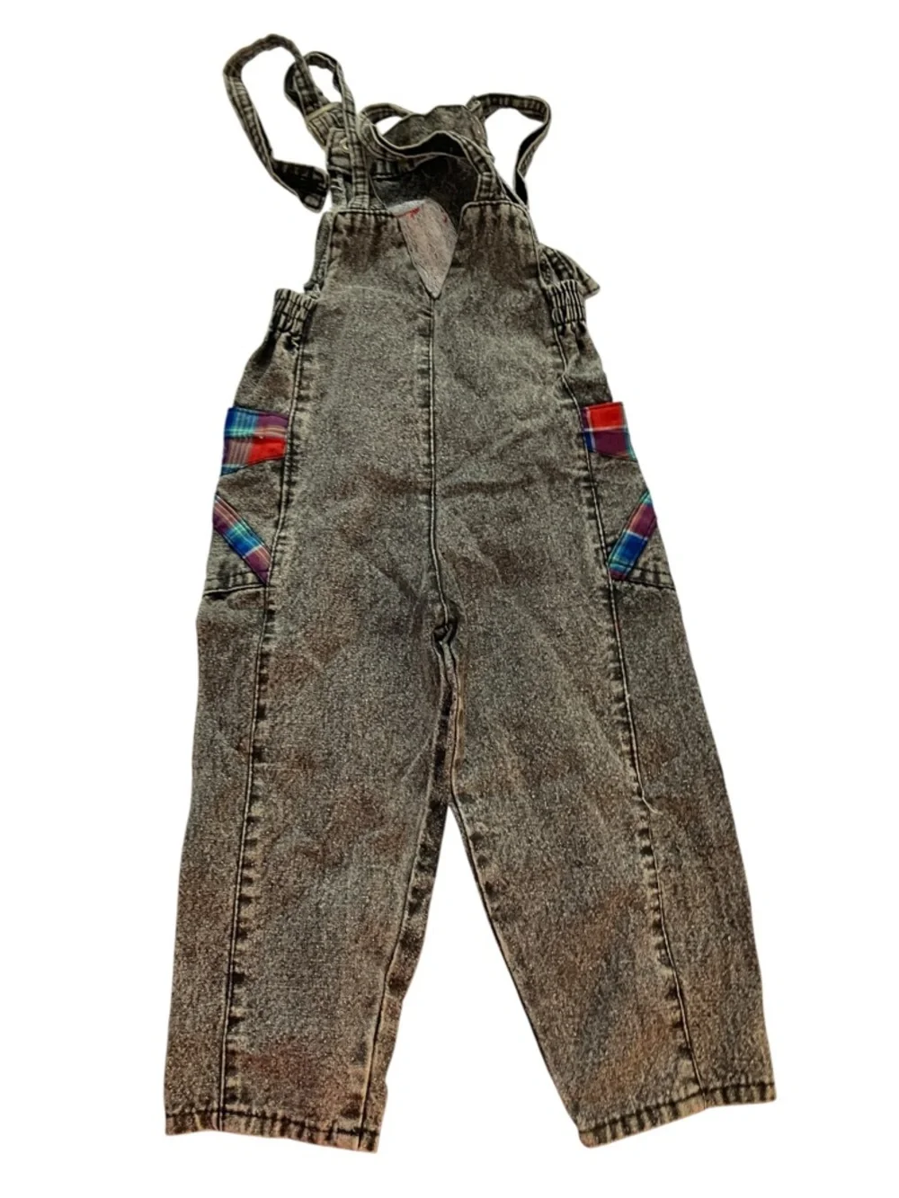Vintage 80s Coca-Cola Toddler Overalls Acid Wash Plaid 2T - Picture 13 of 13